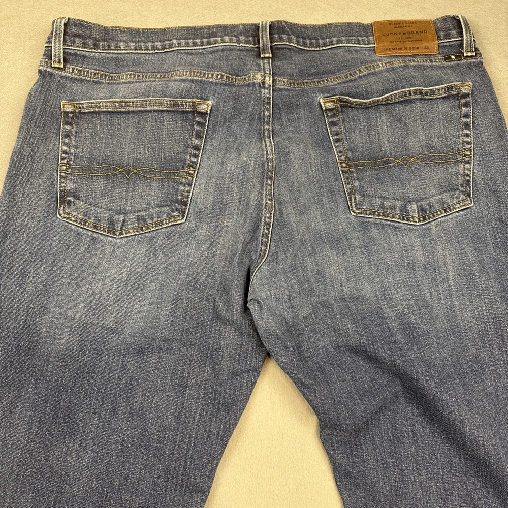 Lucky Brand Dungarees Mens 42/34 Relaxed Fit Dark Wash Jeans USA Made Zipper Fly